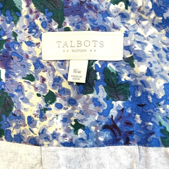NWT Talbots Women's Sz 16W Blue Floral Skirt Cotton Lined Plus - Picture 5 of 9